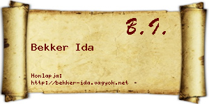 Bekker Ida névjegykártya